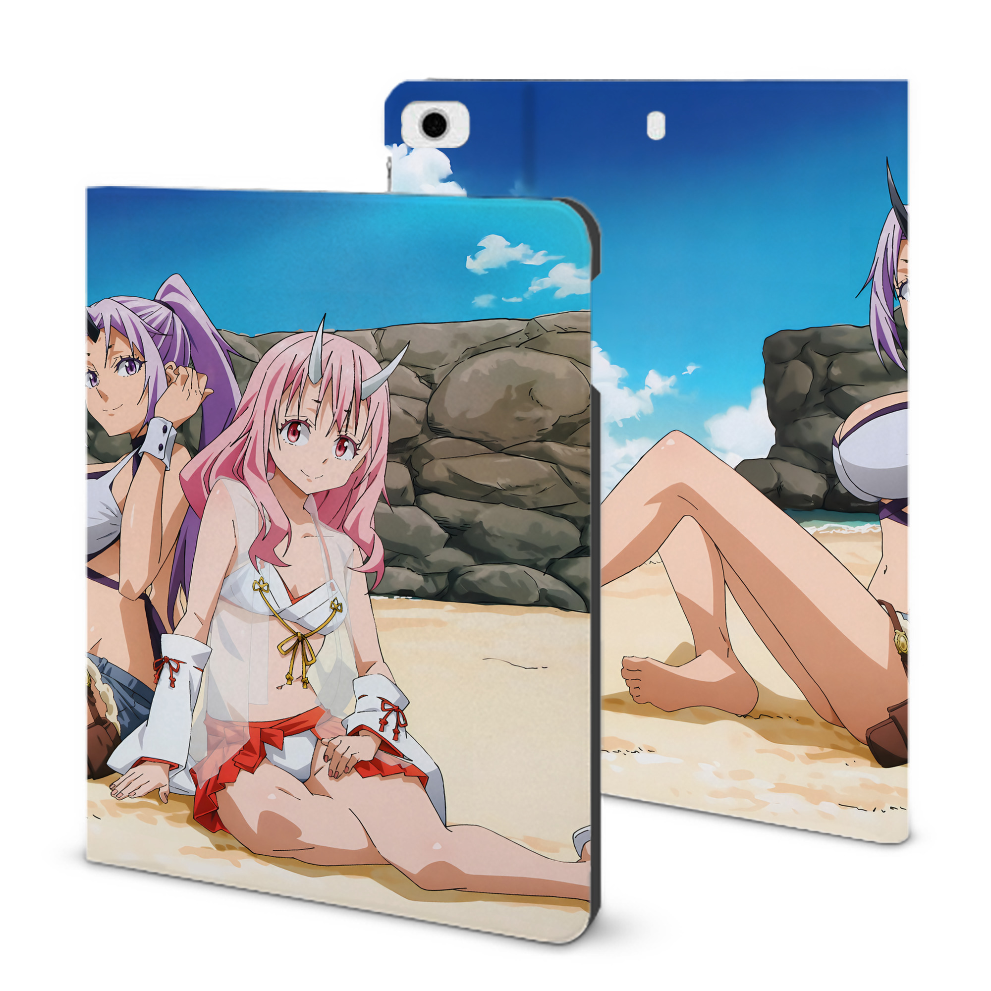 （画像用） 転スラ Regarding Reincarnated to Slime IPad ケース ブック型 PUレザー TPU 耐衝撃 軽量 薄型 ペン収納なし 全面保護 IPad 各モデル対応